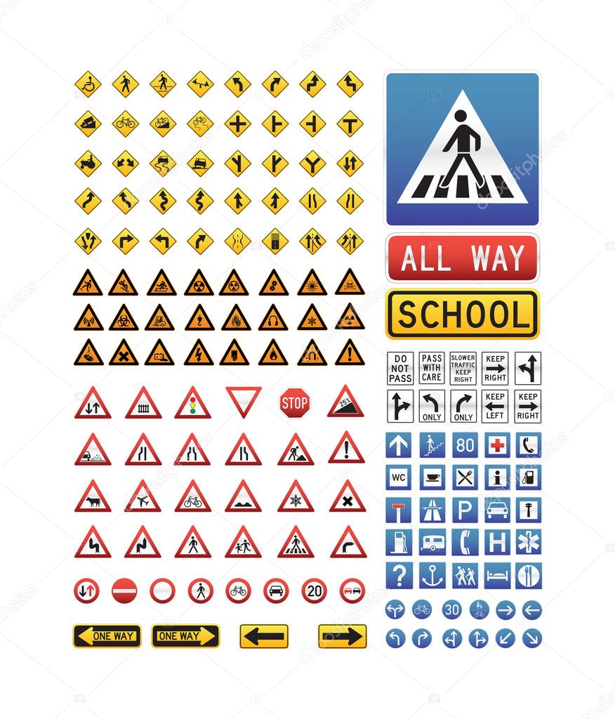Big collection of traffic signs