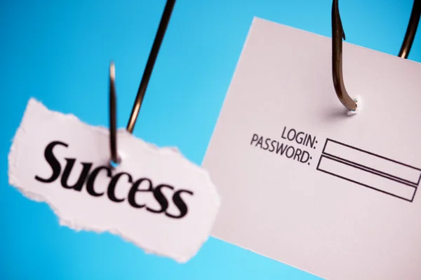 Success and Login On Hook — Stock Photo, Image