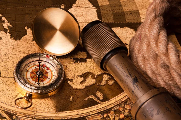 Treasure Map and compass — Stock Photo, Image