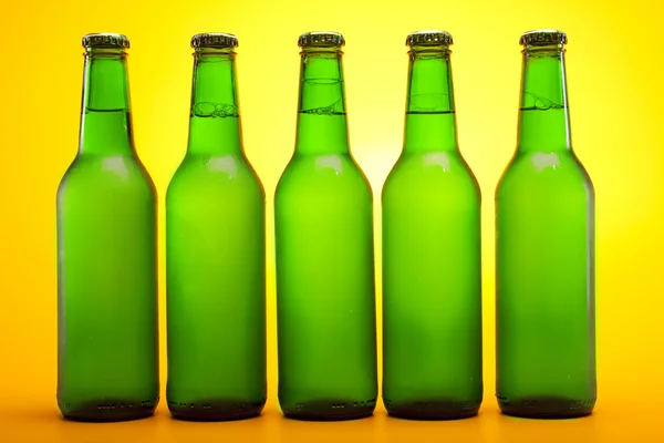 Chilled beer on yellow background! — Stock Photo, Image