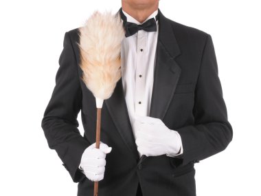 Butler with Duster clipart