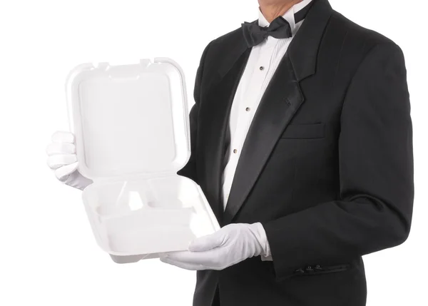 Butler with Take-out Food Container — Stock Photo, Image