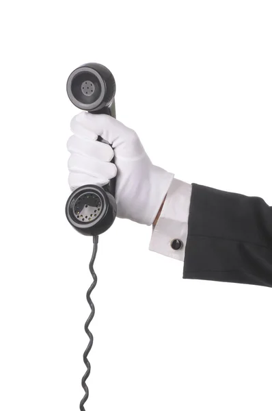 Butler with Telephone Receiver — Stock Photo, Image