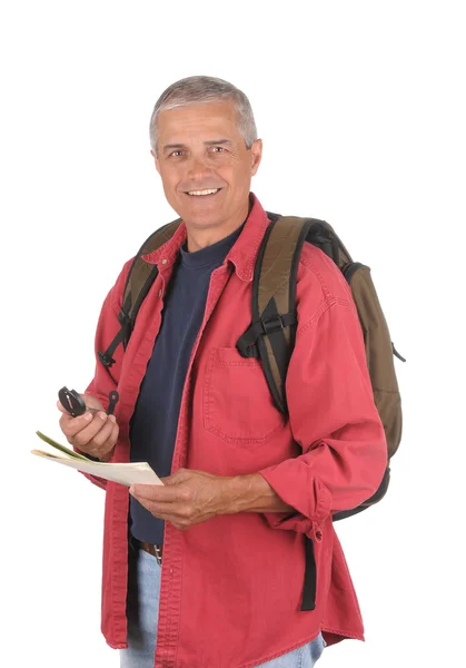 Чоловік середнього віку готовий до походу — стокове фото