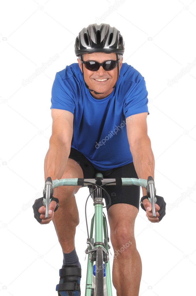 Cyclist on bike closeup