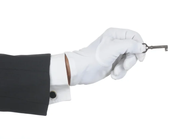 Butler with Old Key — Stock Photo, Image
