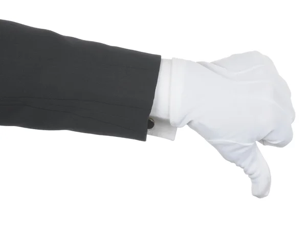 Butler making thumbs down gesture — Stock Photo, Image