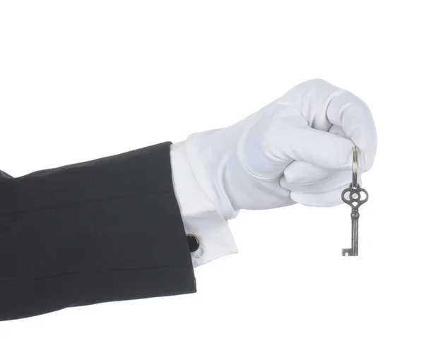 Butler met oude sleutel — Stockfoto