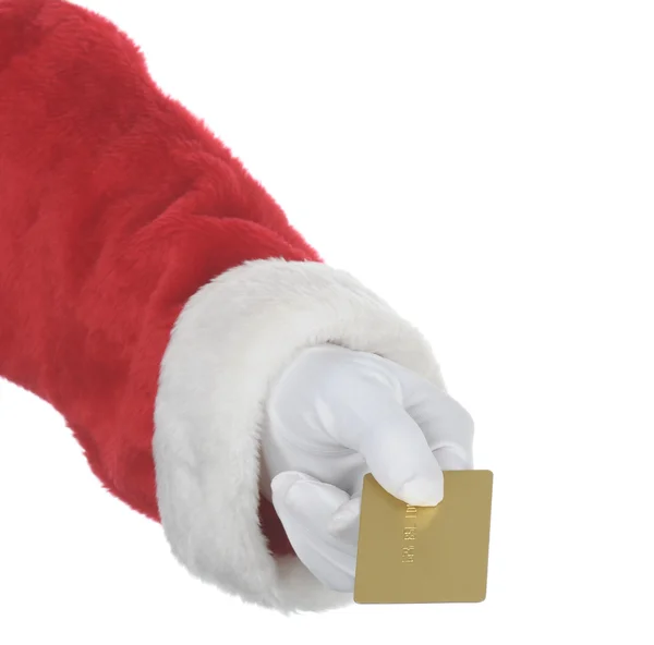 Weihnachtsmann überreicht Goldkarte — Stockfoto