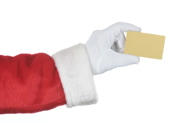 Weihnachtsmann überreicht Goldkarte — Stockfoto