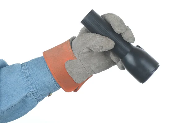 Workman Pointing Flashlight — Stock Photo, Image