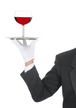 Butler with Heart on Tray clipart