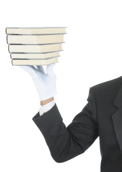 Butler met boeken — Stockfoto