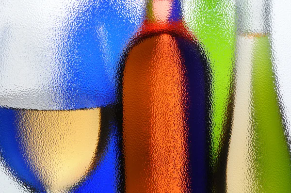 Copo de vinho e garrafas Abstract — Fotografia de Stock