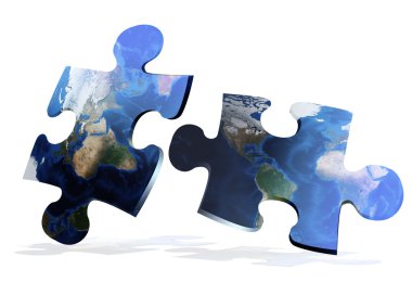 Global map puzzles comunication clipart