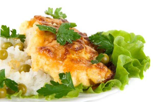 Close up of Tasty Chicken baked with pin — Stock Photo, Image