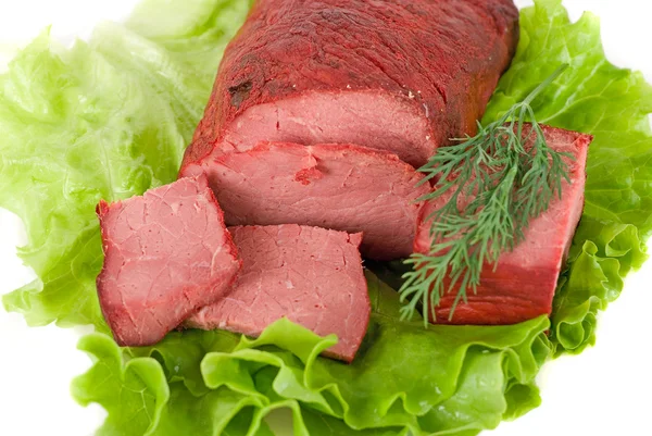 Lettuce and beef meat — Stock Photo, Image