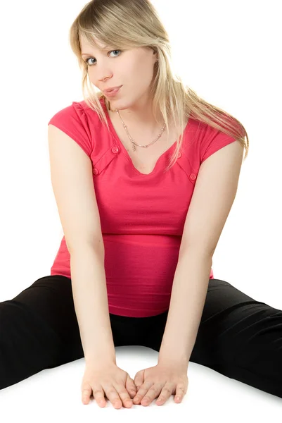 Беременная сидящая женщина — стоковое фото