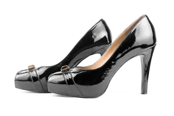Černé boty na podpatku boty — Stock fotografie