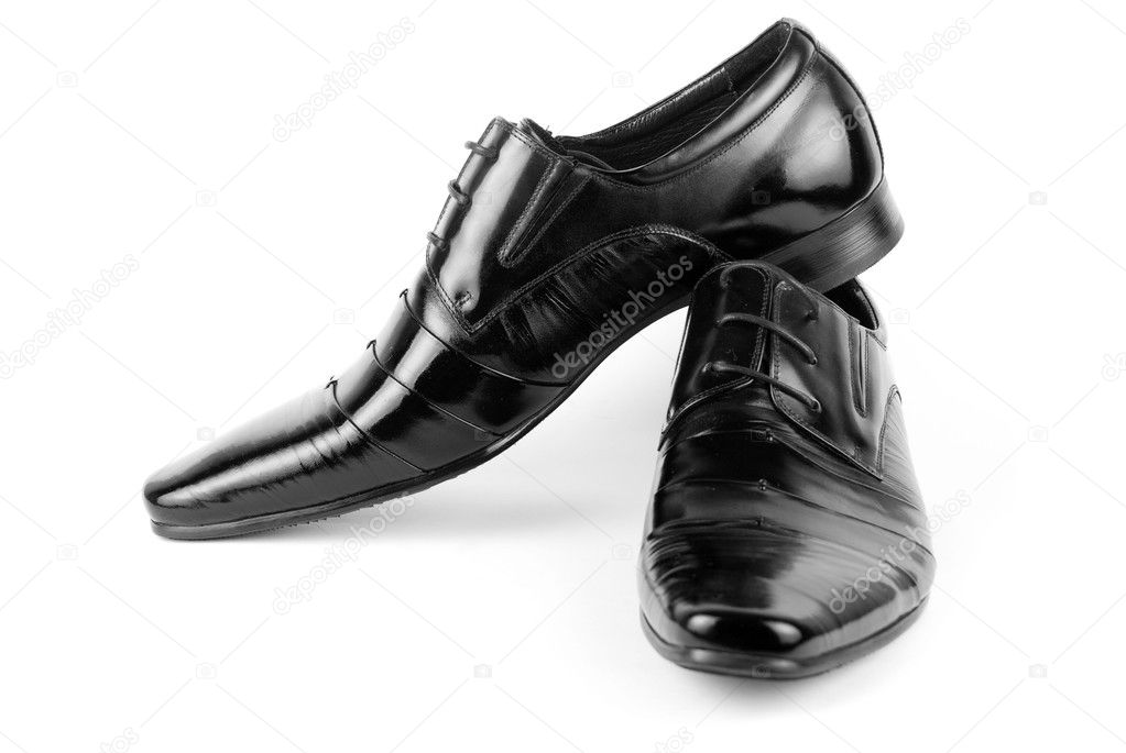 Men's black leather dress shoes