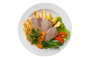 Meat dish with fresh vegetables clipart