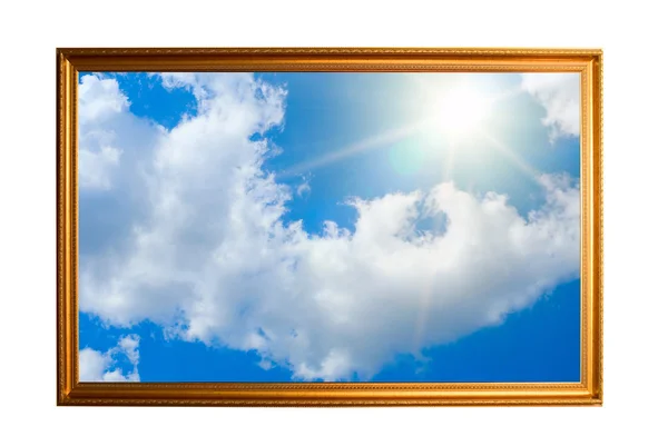 Golden frame filled with sky — Stock Photo, Image
