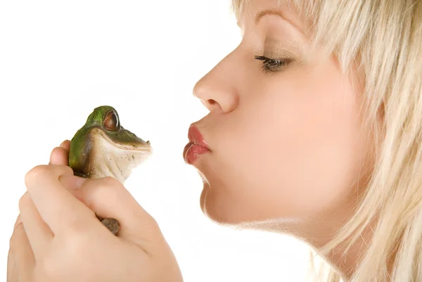 Girl and Frog prince — Stock Photo, Image