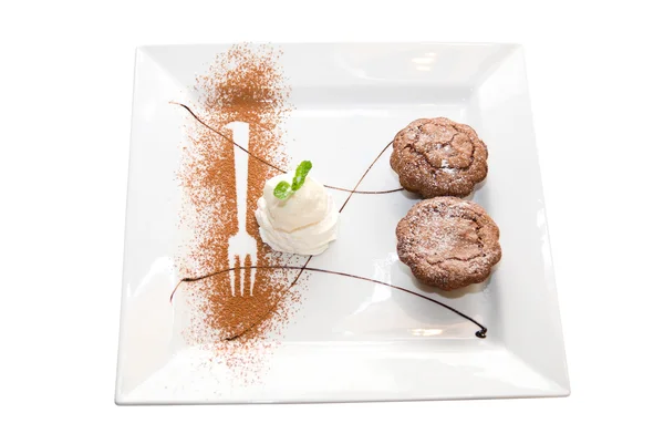 Välsmakande choklad desserter maträtt — Stockfoto