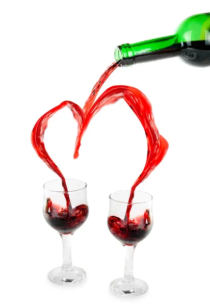 Szív öntés vörös bor — Stock Fotó