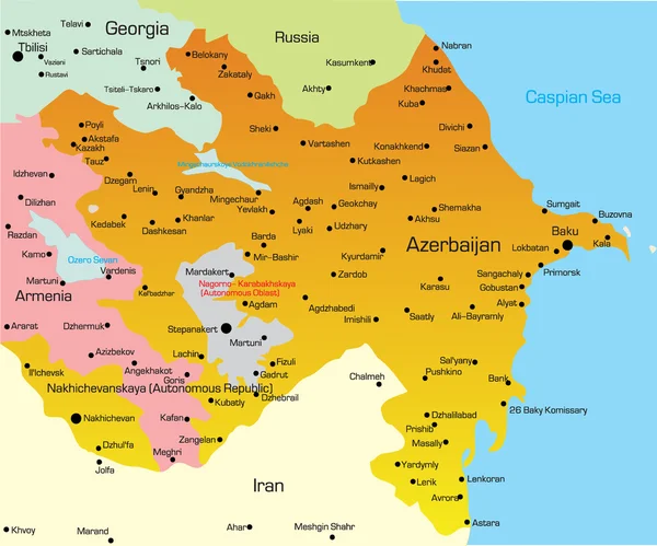 アゼルバイジャンの地図 — ストックベクタ