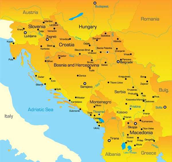 Balkankarte — Stockvektor