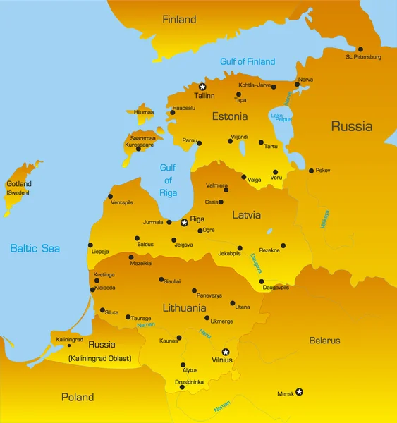 Países bálticos — Vector de stock