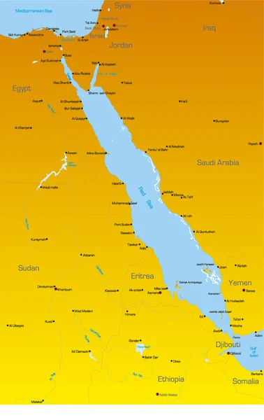 Röda havet regionen länder — Stock vektor