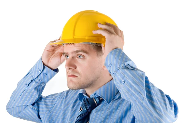 Business man at yellow helmet — Stock Photo, Image