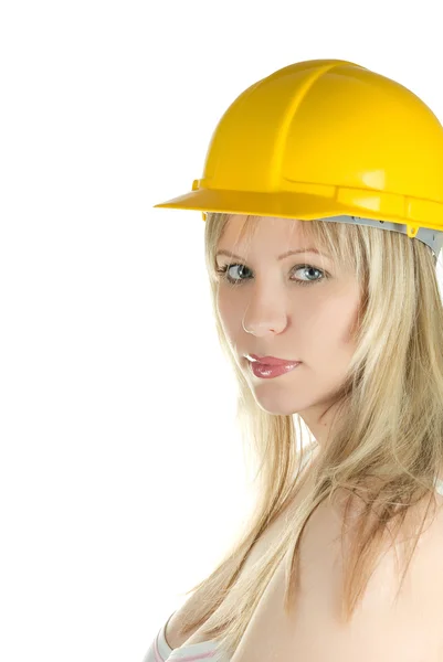 Желтый строительный шлем — стоковое фото