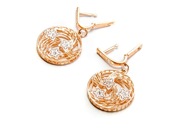 Luxury gold earring — Stock Photo, Image