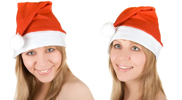 快乐两个漂亮的圣诞老人 — 图库照片