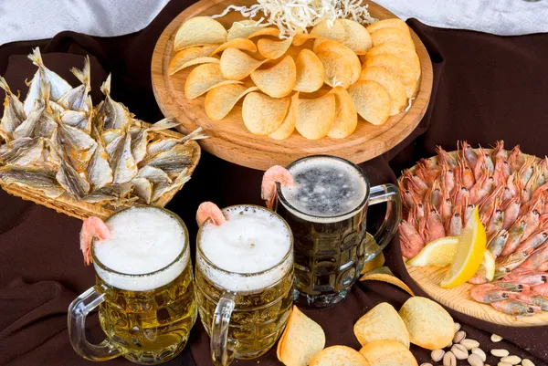 stock image Beer and snacks set