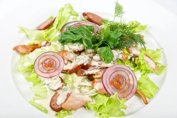 Piatto d'insalata con salsiccia — Foto Stock