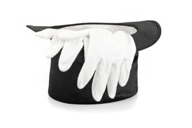 Black magic hat and gloves clipart