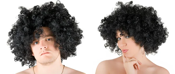 Frizzy woman and man — Stock Photo, Image