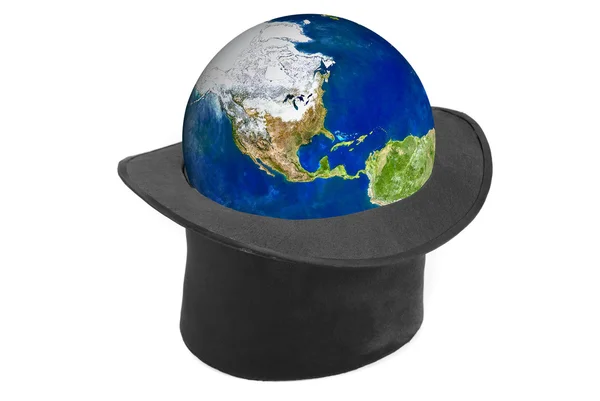 戴着黑色帽子和地球 — 图库照片