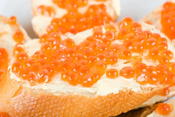 Primer plano del caviar sándwich — Foto de Stock