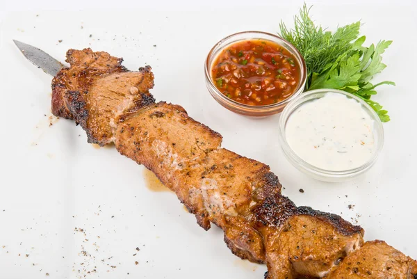 Carne di maiale alla griglia kebab — Foto Stock