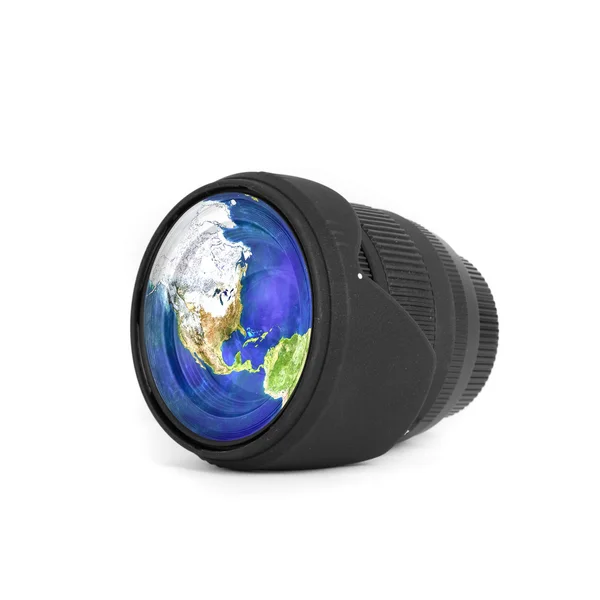 Earth at lens — Stock Photo, Image