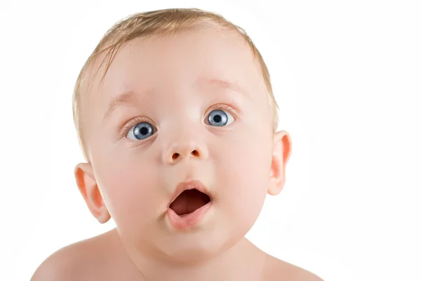 Bebê menino engraçado grimace — Fotografia de Stock