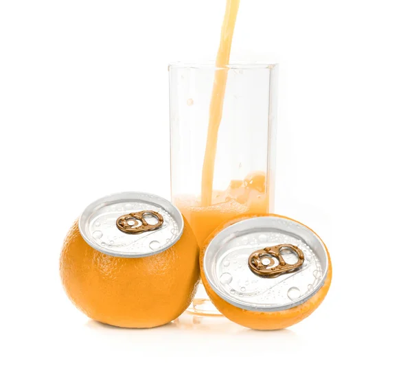 Orange juice aluminum can — Stock Photo, Image