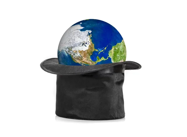 戴着黑色帽子和地球 — 图库照片