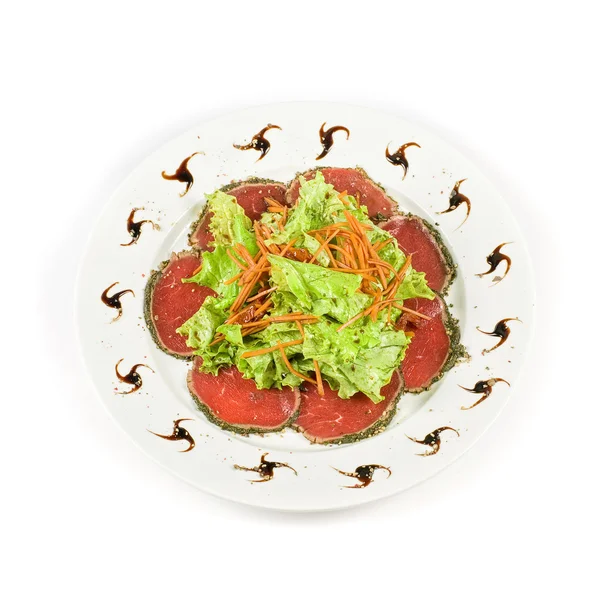 붉은 쇠고기 고기를 슬라이스 — 스톡 사진