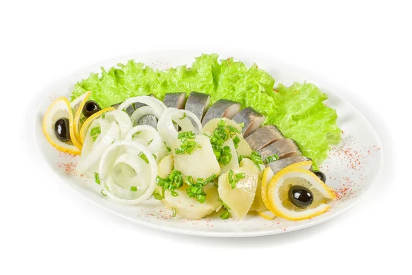 Herring with potato and vegetables — Stock Photo, Image